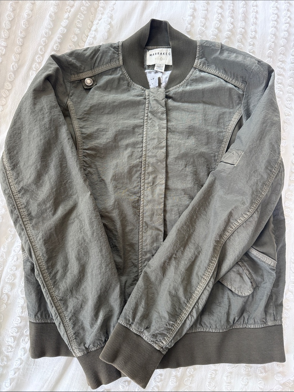 Anthropologie Marrakech Vista Bomber Jacket, Olive Green, Size Small - Picture 2 of 8